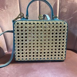 Mini Luna Leather & Rattan Box Bag